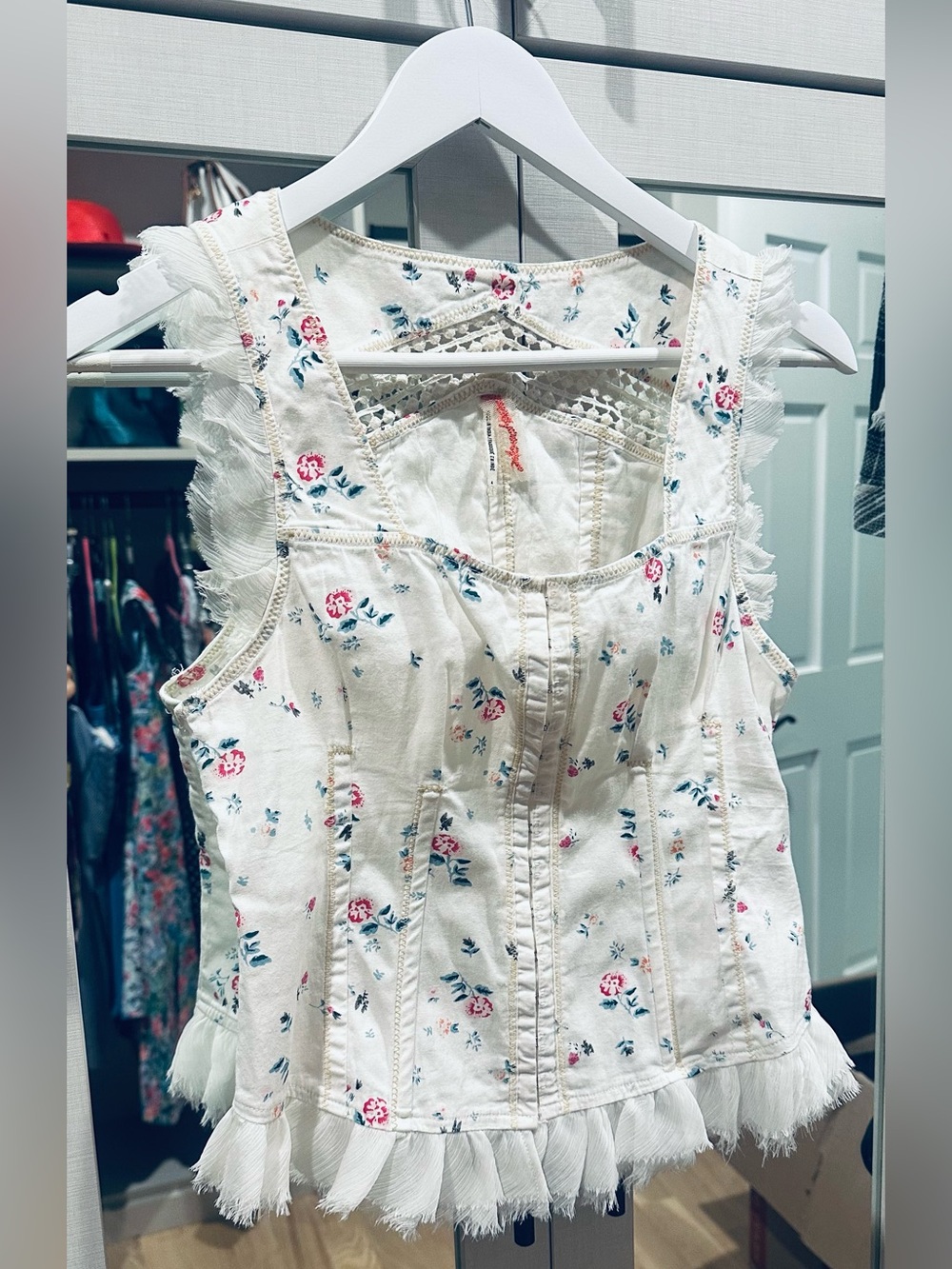 Free People Victorian Rose Ruffled Corset Top